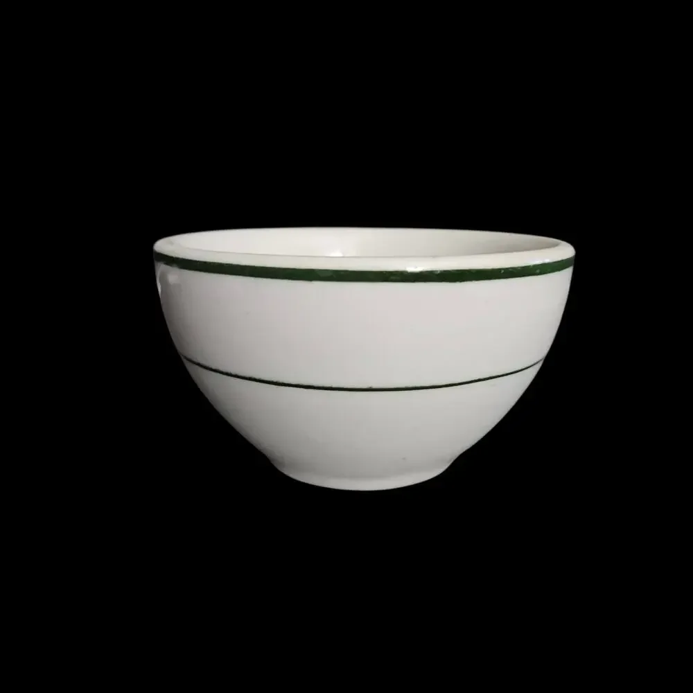 Buffalo China Green Stripe Restaurant Ware Soup Chili Cups Set of 4 USA